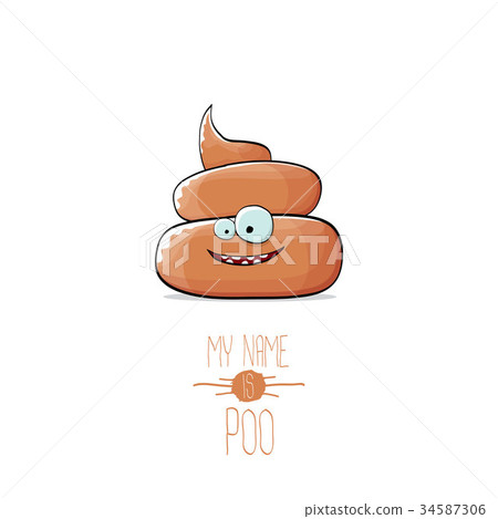 vector funny cartoon cool cute brown smiling poo 34587306