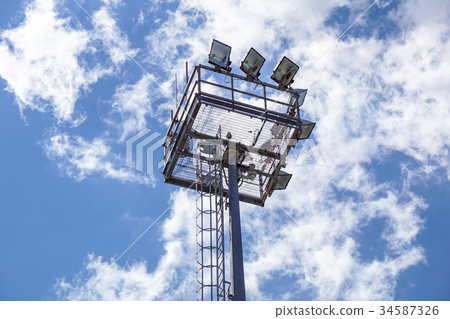 Stadium lighting pole light field at day bright Stadium lighting pole light field at day bright 34587326