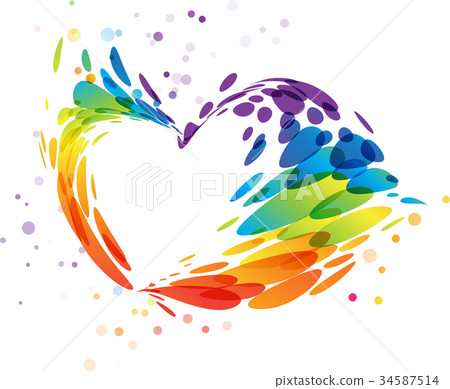 Splash multicolor heart on white 34587514