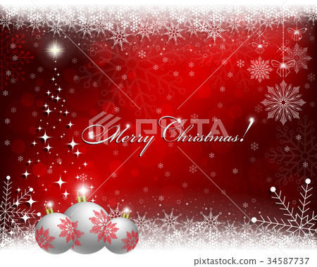 christmas red background with white balls and - Stock Illustration ...