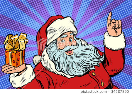 Santa Claus with Christmas gift box - Stock Illustration [34587890] - PIXTA
