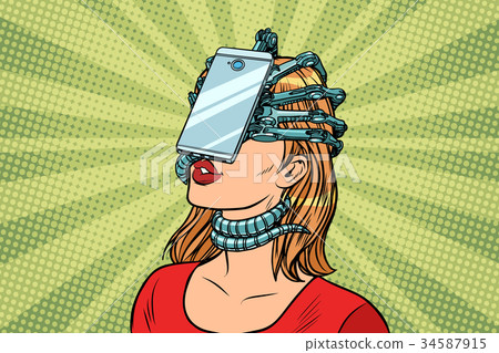 face id smartphone parasite, woman and Internet face id smartphone parasite, woman and Internet 34587915