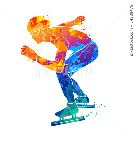 silhouette speed skaters 34588478