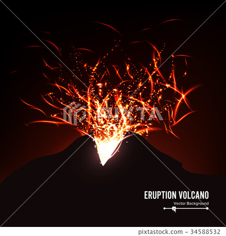 Eruption Volcano Vector. Thunderstorm Sparks. Big 34588532
