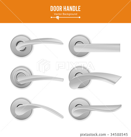 Door Handle Vector. Set Realistic Classic Element Door Handle Vector. Set Realistic Classic Element 34588545