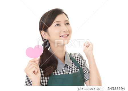 A woman with a heart mark A woman with a heart mark 34588694