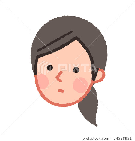 Woman face expressionless - Stock Illustration [34588951] - PIXTA