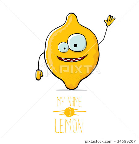 vector funny cartoon cute yellow lemon 34589207