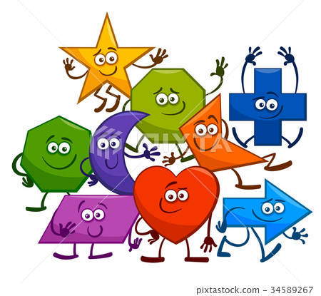 Cartoon Geometric Shapes Characters Cartoon Geometric Shapes Characters 34589267