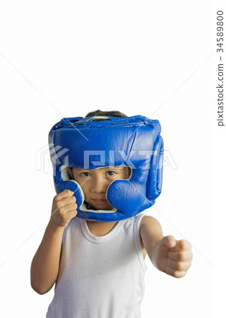 Boxer woman during boxing exercise 34589800