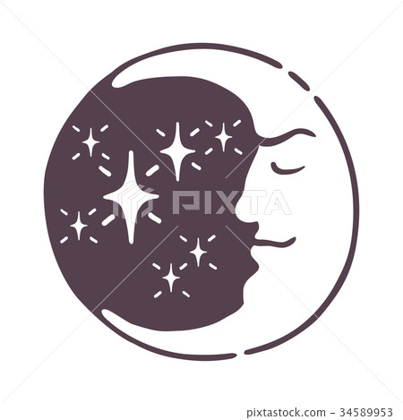 Hand drawn magic esoteric moon nature cosmos cycle Hand drawn magic esoteric moon nature cosmos cycle 34589953