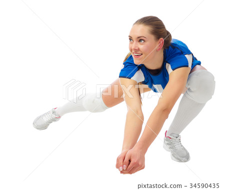 Woman voleyball player isolated (ver without ball) Woman voleyball player isolated (ver without ball) 34590435