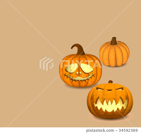 A set of pumpkins on a beige background for 34592369