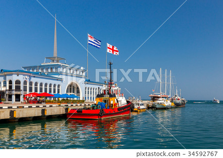 Batumi. Flags on the city embankment. 34592767