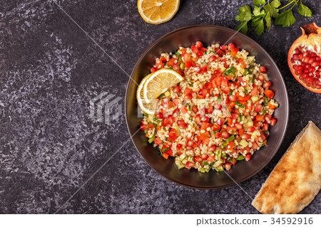 Tabbouleh salad, traditional middle eastern dish. 34592916