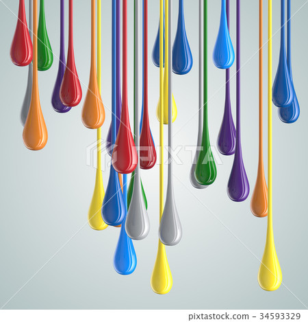 3D color glossy paint drop blobs 34593329
