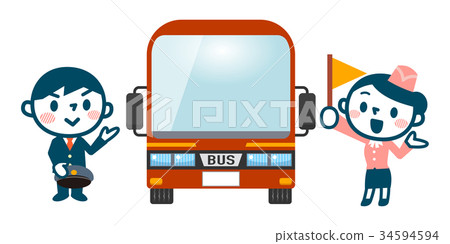 Tourist bus and attendant 34594594