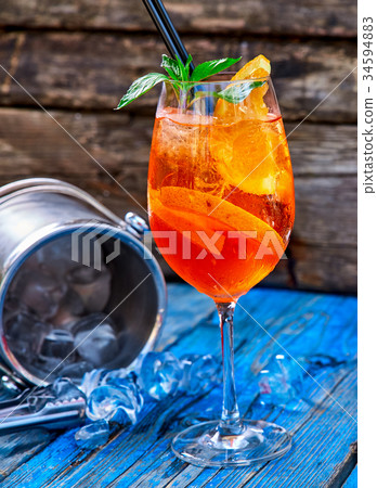Spritz Aperol cocktail in wine glass 34594883