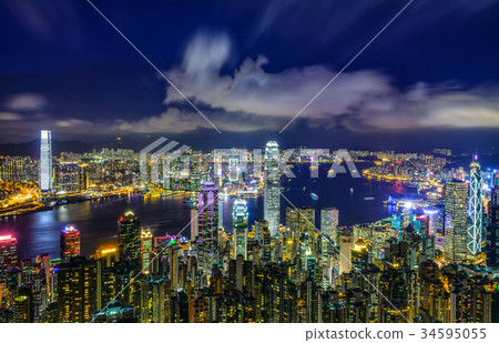 One Million Dollar Night View from Hong Kong's Victoria Peak 34595055