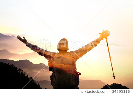 double exposure man on the top of mountain double exposure man on the top of mountain 34595316