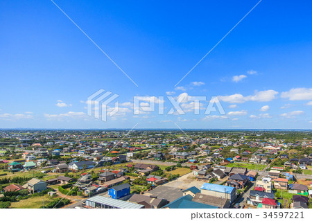 Aerial photographs near Mukudo Beach Beach in Kujukuri-cho, Sanbu-gun 34597221