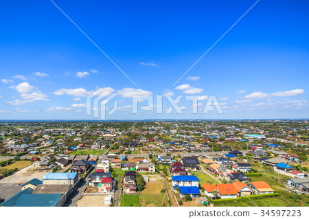 Aerial photographs near Mukudo Beach Beach in Kujukuri-cho, Sanbu-gun 34597223