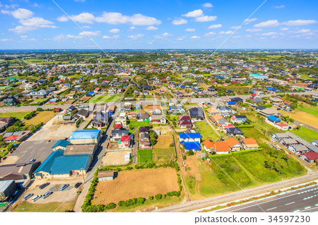 Aerial photographs near Mukudo Beach Beach in Kujukuri-cho, Sanbu-gun 34597230