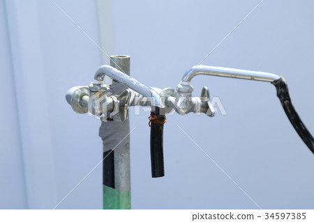 Temporary water supply at construction site - Stock Photo [34597385 ...