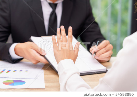 Customer or woman says no or hold on Customer or woman says no or hold on 34598890