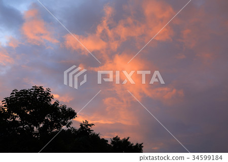Early autumn evening burning cloud Tadami-cho, Fukushima 34599184