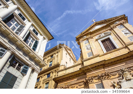 Genova colorful buildings church piazza giacomo Genova colorful buildings church piazza giacomo 34599664