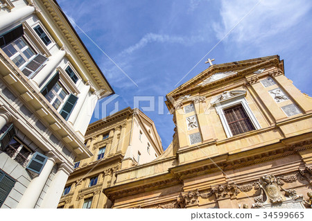 Genova colorful buildings church piazza giacomo Genova colorful buildings church piazza giacomo 34599665