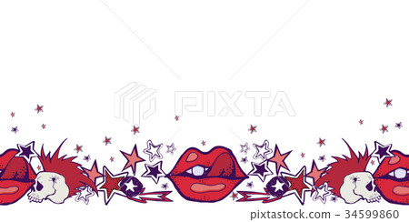 Hand drawn vector illustration. Punk rock theme.  34599860