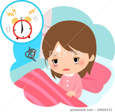 Woman getting up with tired look Woman getting up with tired look 34600372