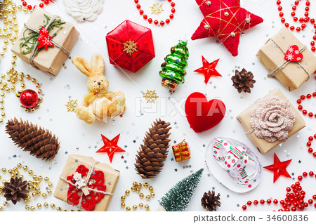 Christmas and New Year background with decorations 34600836