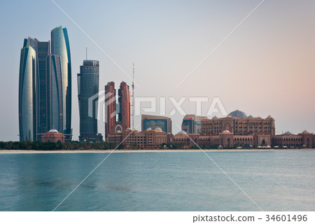 Abu Dhabi buildings skyline from the sea Abu Dhabi buildings skyline from the sea 34601496