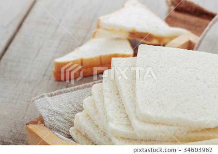White bread on tray. 34603962