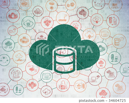 Cloud computing concept: Database With Cloud on - Stock Illustration ...