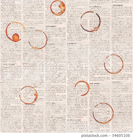 Coffee cups traces on old newspaper Coffee cups traces on old newspaper 34605108