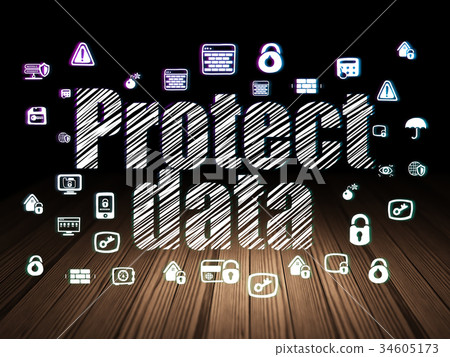 Security concept: Protect Data in grunge dark room Security concept: Protect Data in grunge dark room 34605173