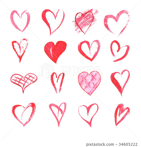 Set of watercolor hearts on white background - Stock Illustration ...