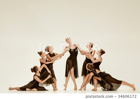 The group of modern ballet dancers The group of modern ballet dancers 34606172