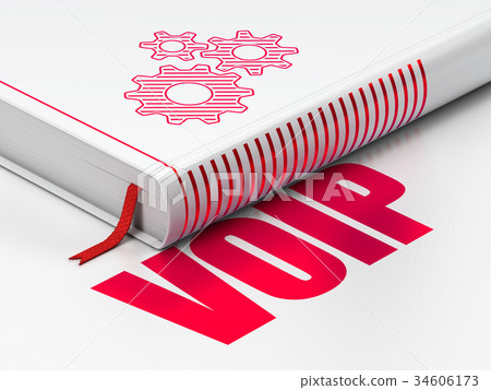 Web design concept: book Gears, VOIP on white 34606173