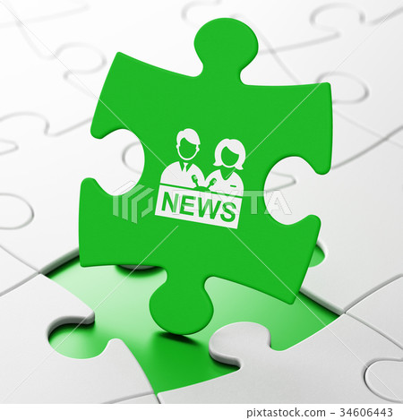 News concept: Anchorman on puzzle background 34606443