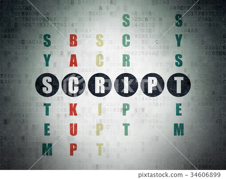 Software concept: Script in Crossword Puzzle Software concept: Script in Crossword Puzzle 34606899