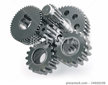 Engine gears wheels and cogwheel isolated on white Engine gears wheels and cogwheel isolated on white 34608299