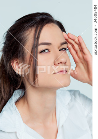 The young woman's portrait with thoughtful 34608484