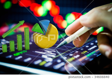 stock analysis with growth graph and pie chart stock analysis with growth graph and pie chart 34608840