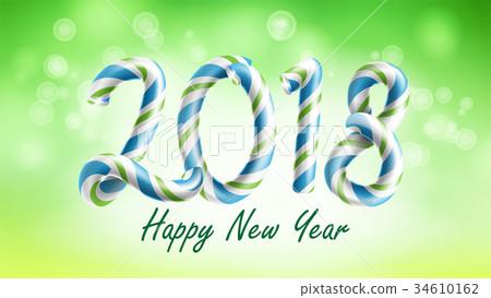 2018 Happy New Year Background Vector. Flyer Or 34610162
