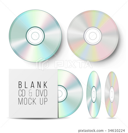 CD Disc Set Vector. Realistic Mock Up With DVD 34610224